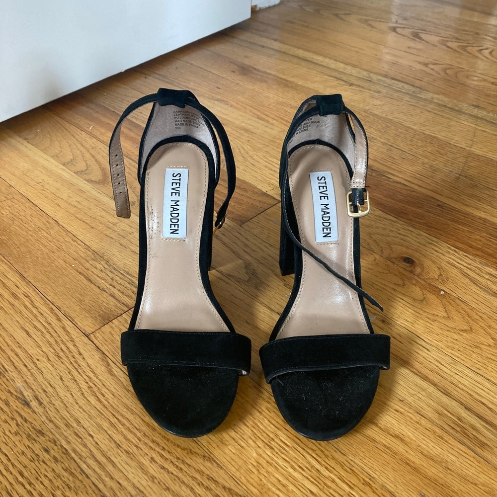 Steve Madden Black Suede Carson Heels